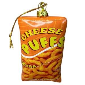 Cheese Puffs Ornament Exchange Handmade Glass Collectible by Cody Foster & Co